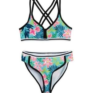 Jantzen 2 piece Hawaiian floral print bikini set